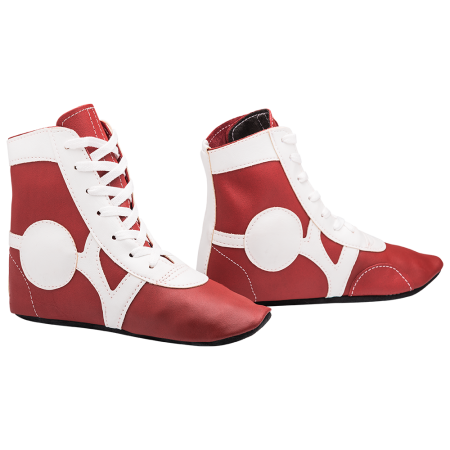 Купить Обувь для самбо SM-0102, кожа, красный Rusco в Карасуке 