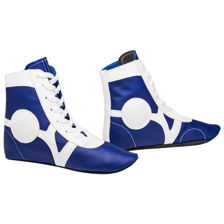 Купить Обувь для самбо SM-0102, кожа, синий Rusco в Карасуке 