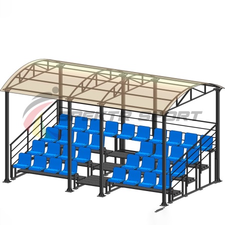 Купить Трибуна для зрителей 4 ряда на 34 места с навесом и перилами в Карасуке 